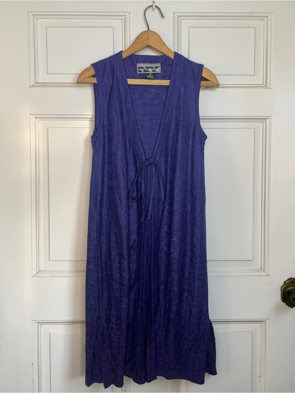 Vintage 90s New York News Purple Lace Maxi Duster Vest Whimsigoth S